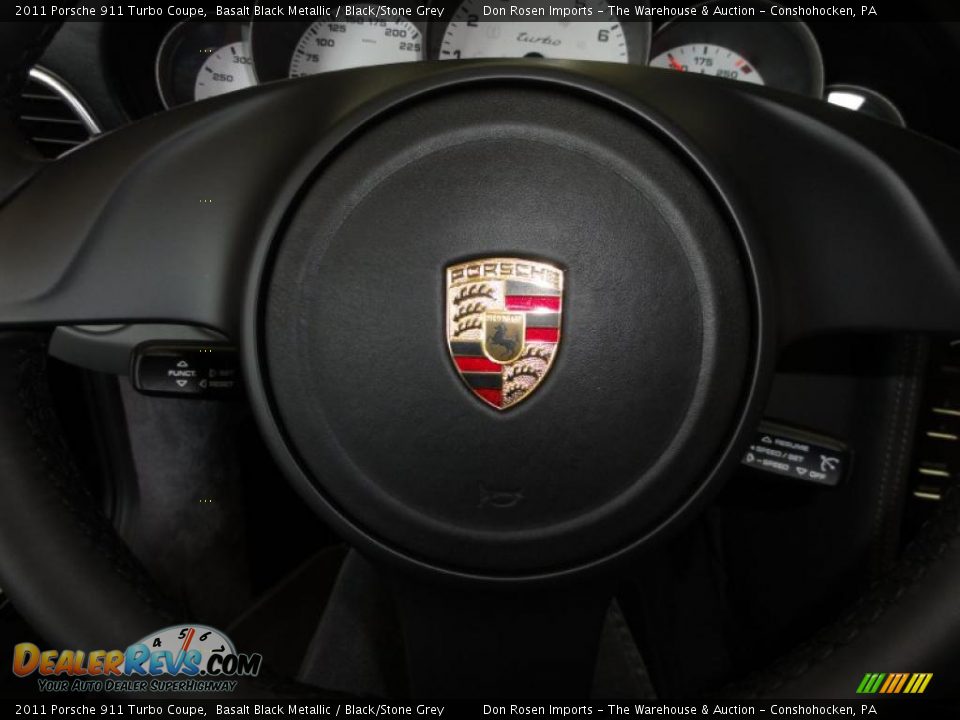 2011 Porsche 911 Turbo Coupe Basalt Black Metallic / Black/Stone Grey Photo #31