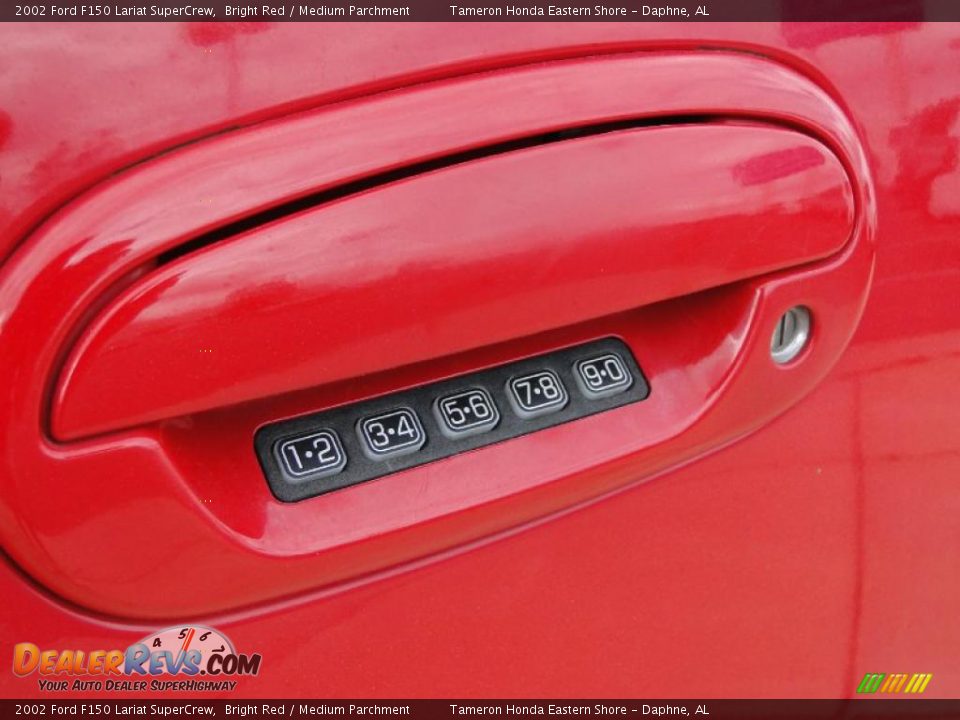 2002 Ford F150 Lariat SuperCrew Bright Red / Medium Parchment Photo #11