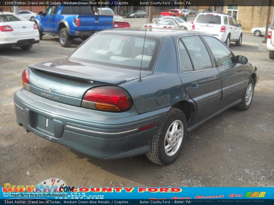 1998 Pontiac Grand Am SE Sedan Medium Green-Blue Metallic / Graphite Photo #2