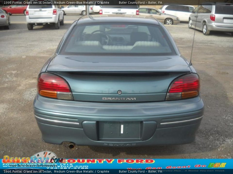 1998 Pontiac Grand Am SE Sedan Medium Green-Blue Metallic / Graphite Photo #3