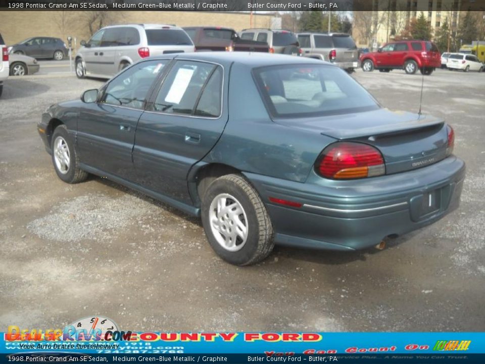 1998 Pontiac Grand Am SE Sedan Medium Green-Blue Metallic / Graphite Photo #4