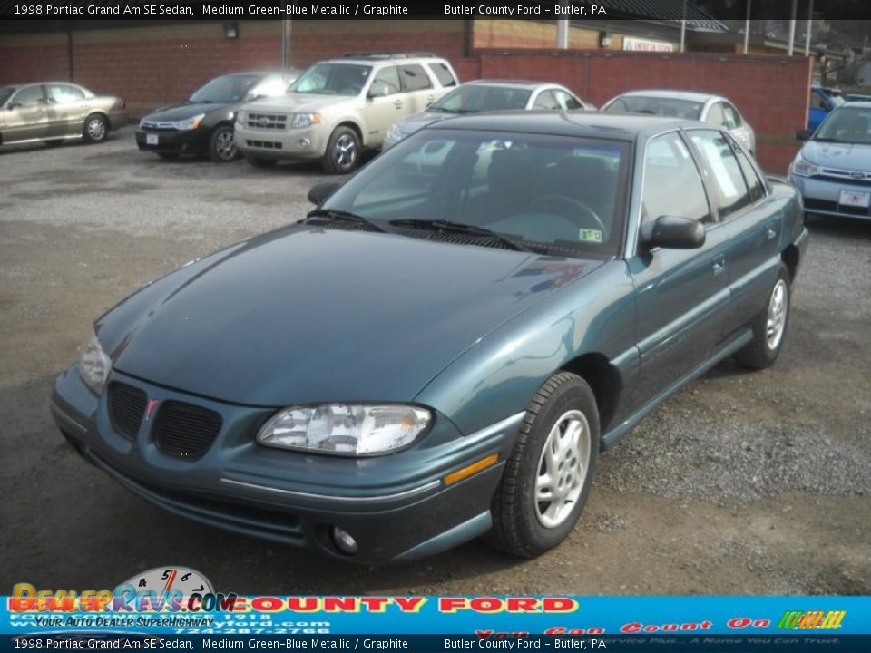 1998 Pontiac Grand Am SE Sedan Medium Green-Blue Metallic / Graphite Photo #18