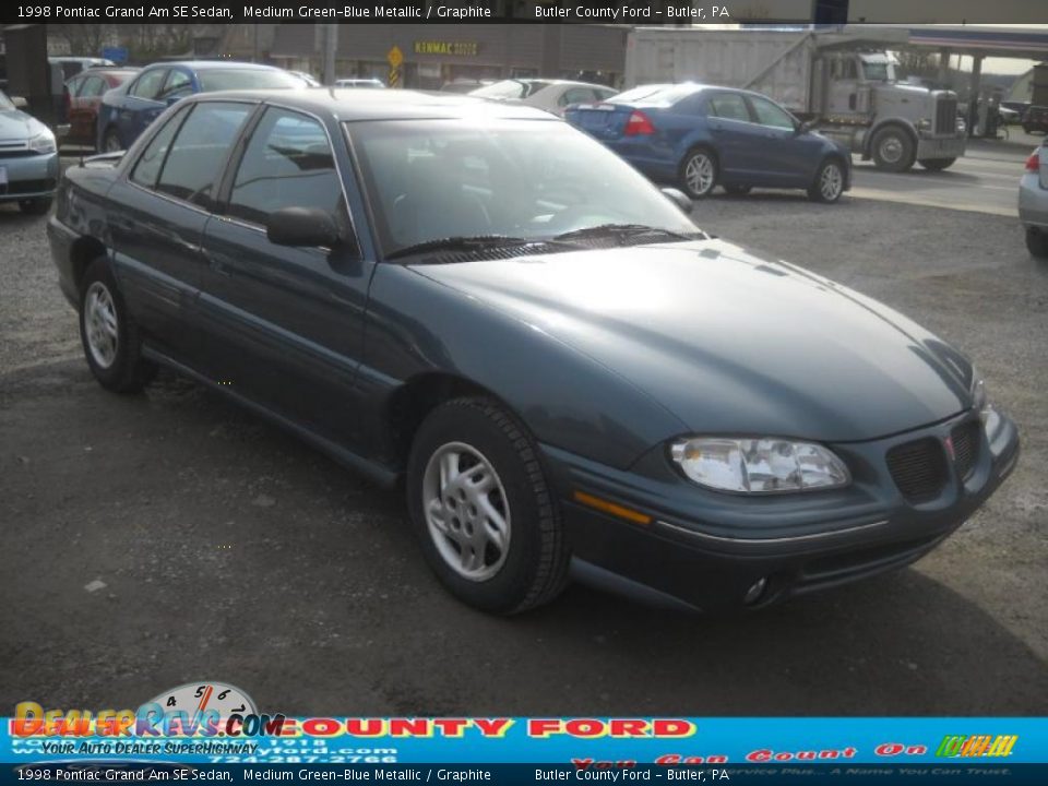 1998 Pontiac Grand Am SE Sedan Medium Green-Blue Metallic / Graphite Photo #20