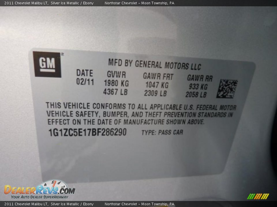 2011 Chevrolet Malibu LT Silver Ice Metallic / Ebony Photo #17