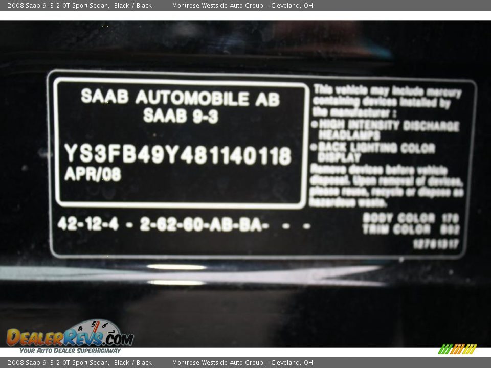 2008 Saab 9-3 2.0T Sport Sedan Black / Black Photo #28