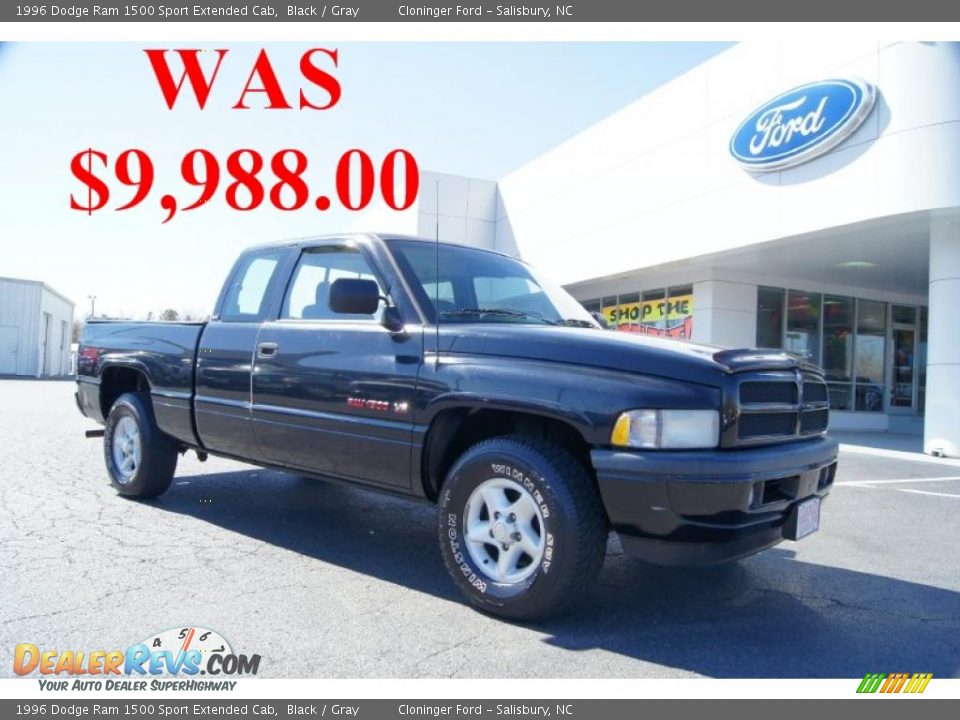 1996 Dodge Ram 1500 Sport Extended Cab Black / Gray Photo #1