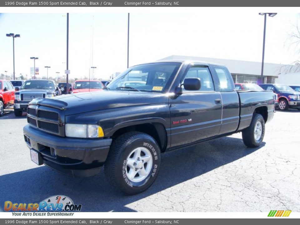 1996 Dodge Ram 1500 Sport Extended Cab Black / Gray Photo #6