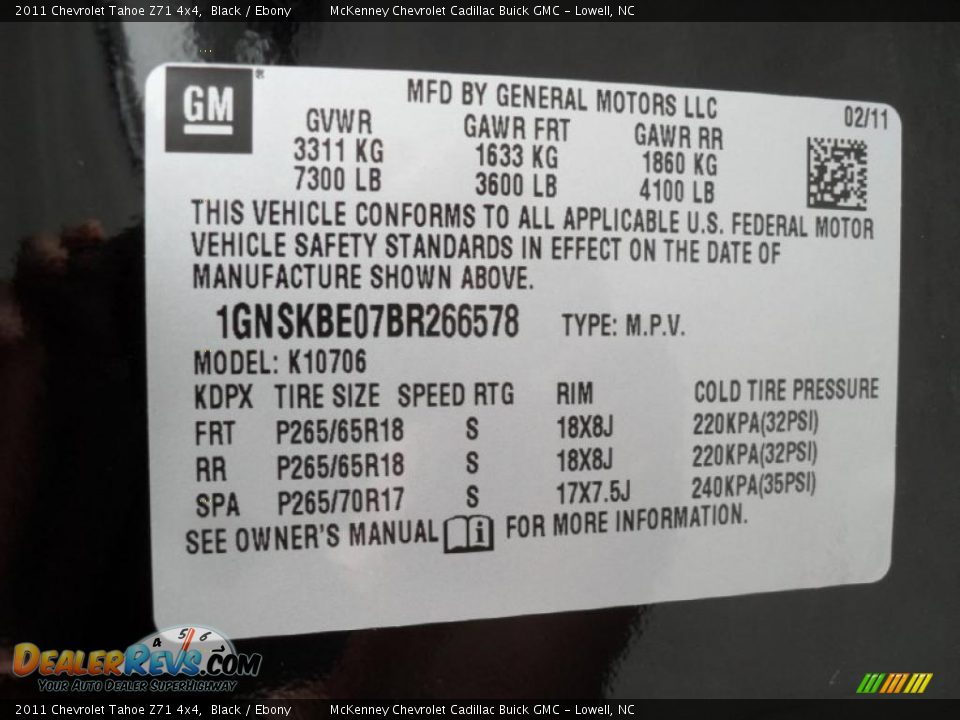 2011 Chevrolet Tahoe Z71 4x4 Black / Ebony Photo #6