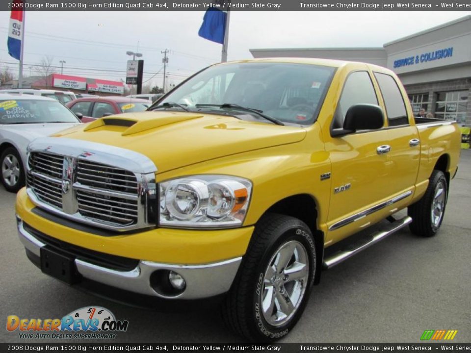 2008 Dodge Ram 1500 Big Horn Edition Quad Cab 4x4 Detonator Yellow Medium Slate Gray Photo 1 Dealerrevs Com