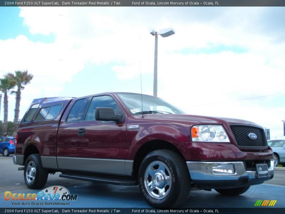 2004 Ford F150 XLT SuperCab Dark Toreador Red Metallic / Tan Photo #7
