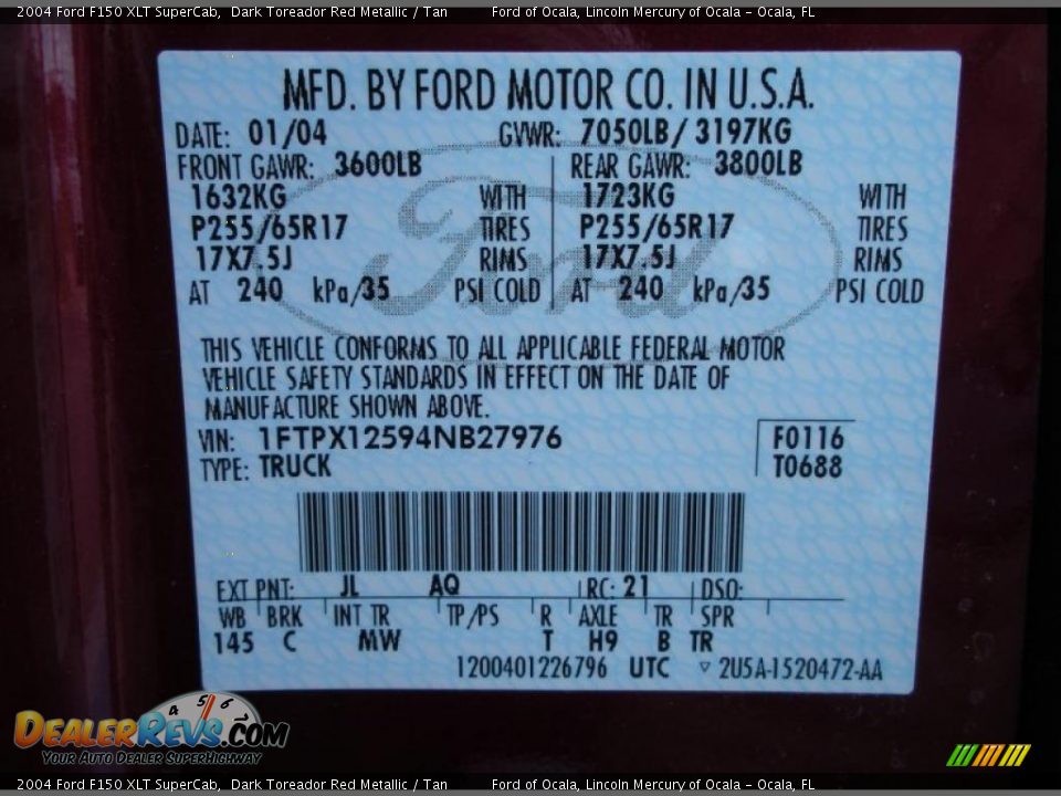 2004 Ford F150 XLT SuperCab Dark Toreador Red Metallic / Tan Photo #25