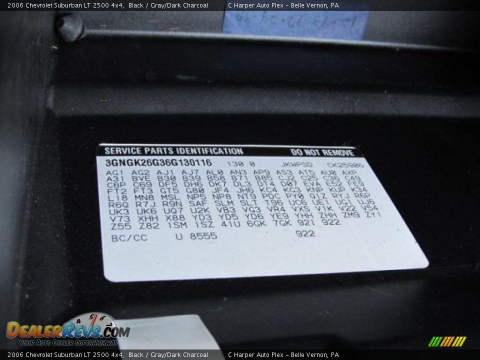 Info Tag of 2006 Chevrolet Suburban LT 2500 4x4 Photo #24