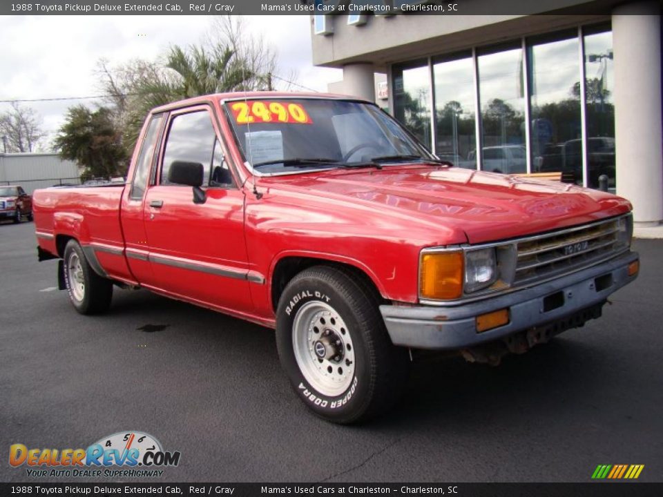 1988 Toyota Pickup Deluxe Extended Cab Red / Gray Photo #2