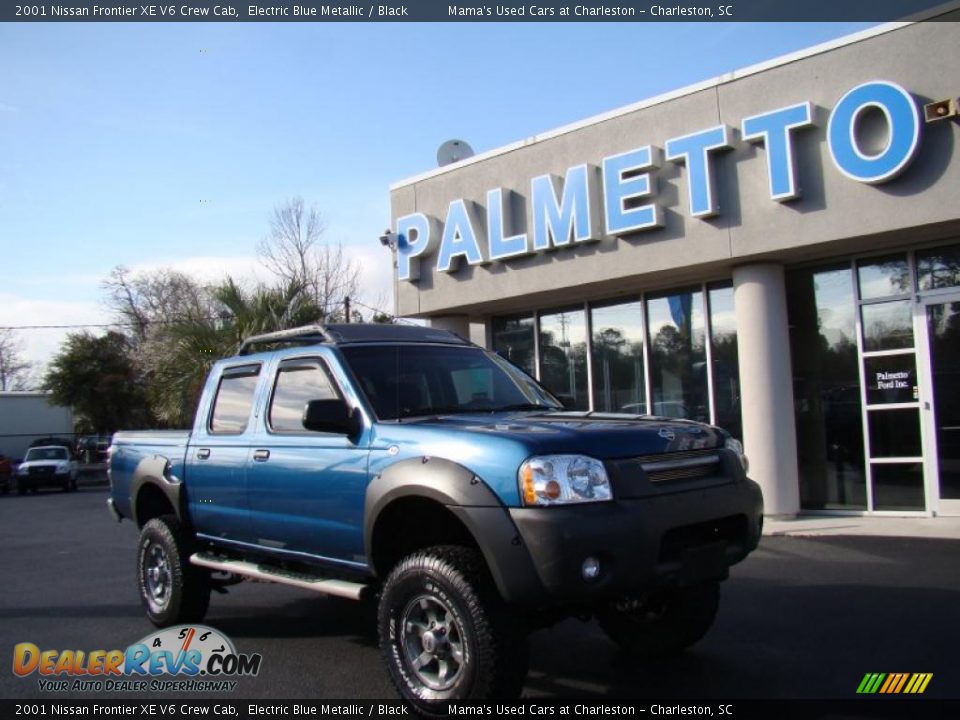 2001 Nissan Frontier XE V6 Crew Cab Electric Blue Metallic / Black Photo #2