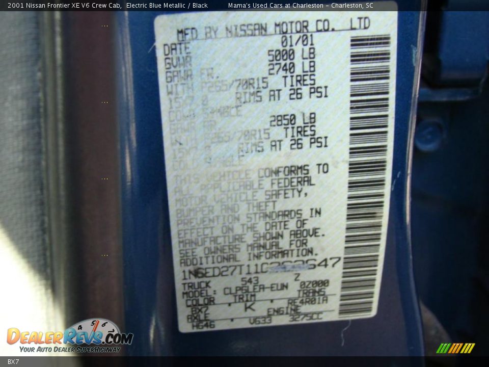 Nissan Color Code BX7 Electric Blue Metallic