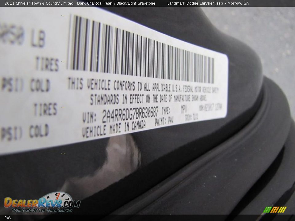 Chrysler Color Code PAV Dark Charcoal Pearl