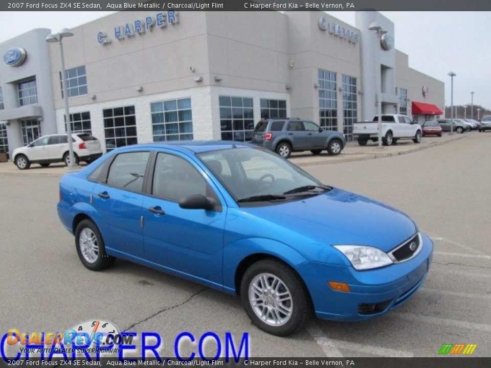 2007 Ford Focus ZX4 SE Sedan Aqua Blue Metallic / Charcoal/Light Flint Photo #1