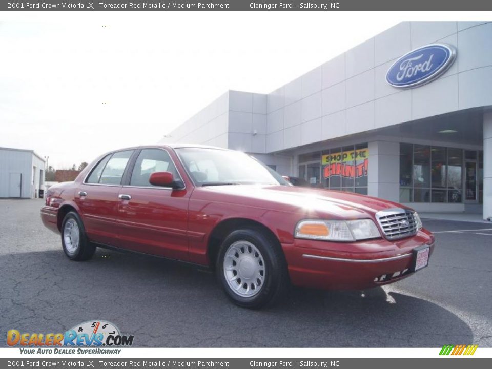 2001 Ford Crown Victoria LX Toreador Red Metallic / Medium Parchment Photo #1