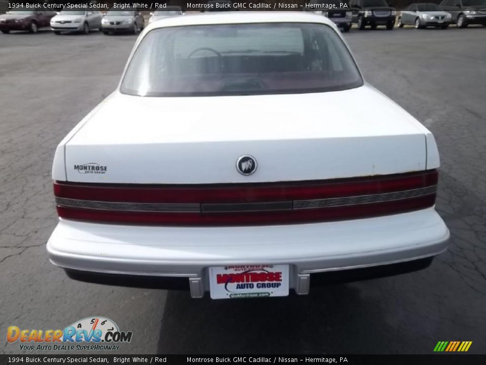 1994 Buick Century Special Sedan Bright White / Red Photo #6