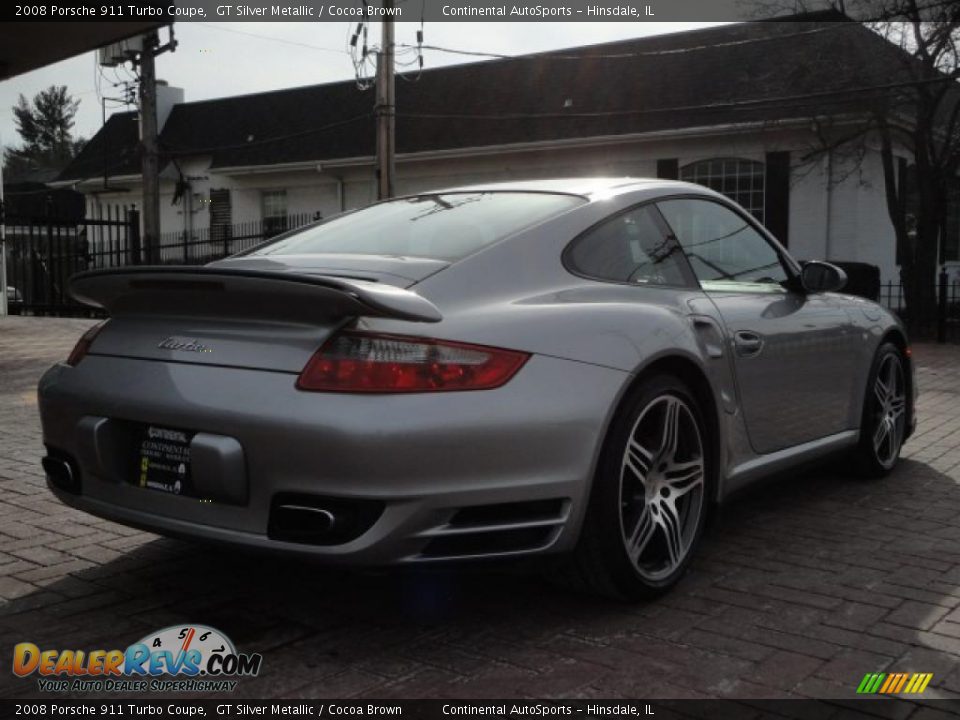 2008 Porsche 911 Turbo Coupe GT Silver Metallic / Cocoa Brown Photo #2