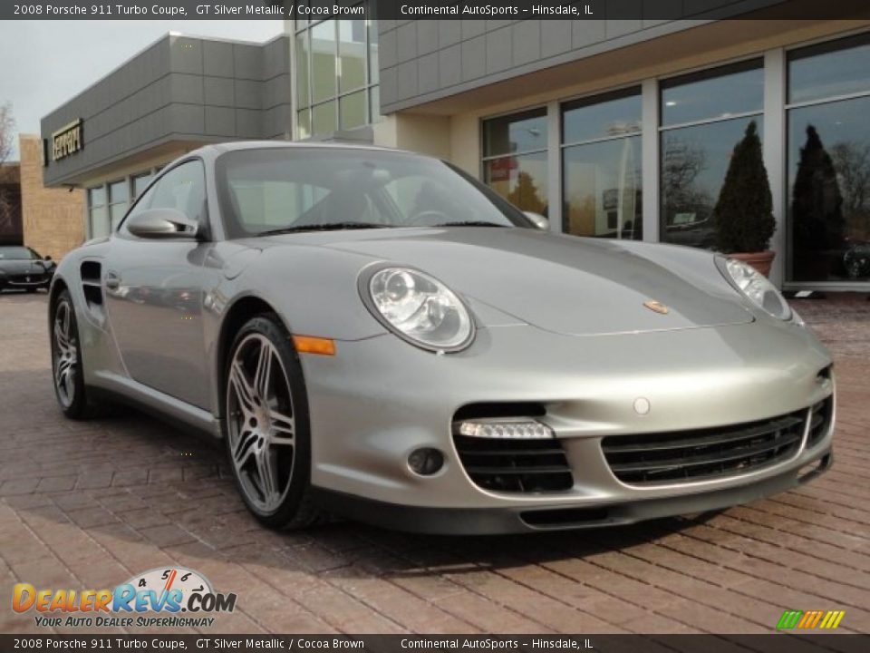 2008 Porsche 911 Turbo Coupe GT Silver Metallic / Cocoa Brown Photo #3