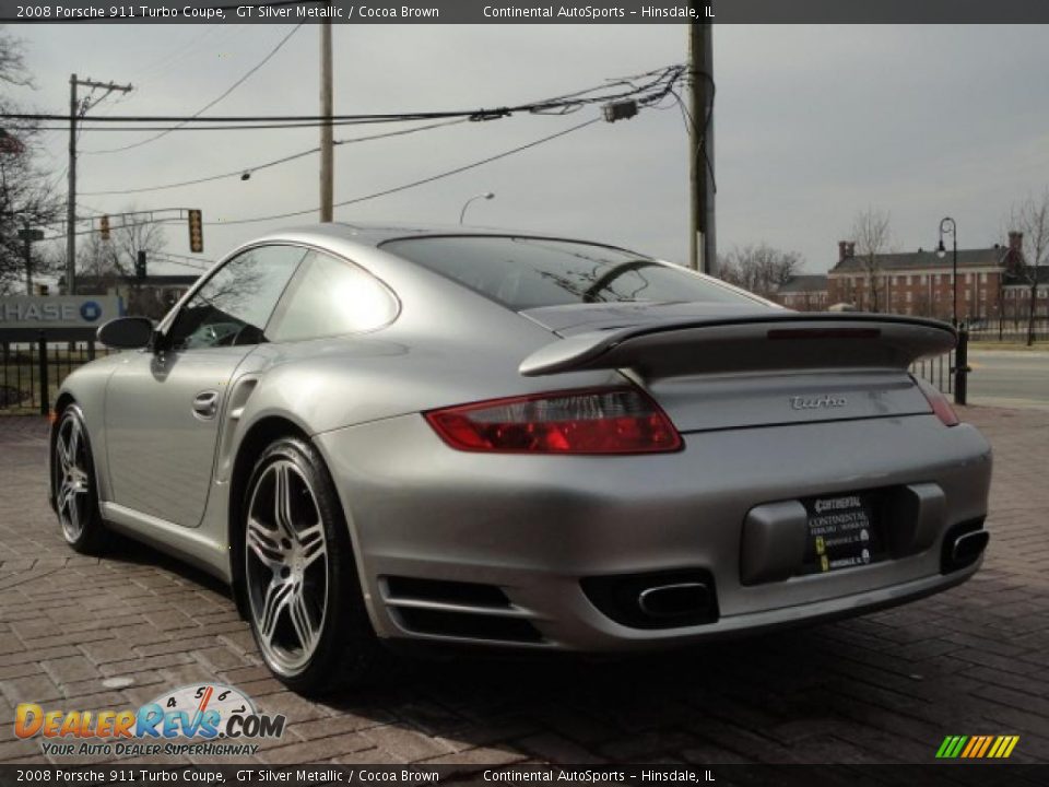 2008 Porsche 911 Turbo Coupe GT Silver Metallic / Cocoa Brown Photo #9