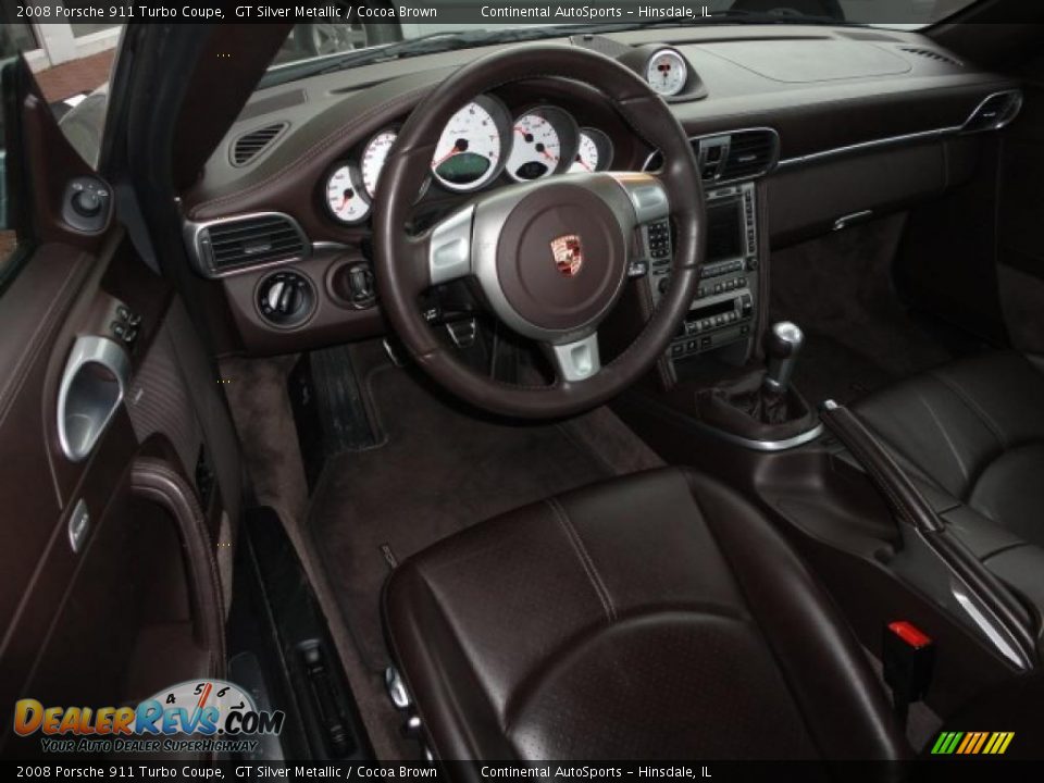 Cocoa Brown Interior - 2008 Porsche 911 Turbo Coupe Photo #15