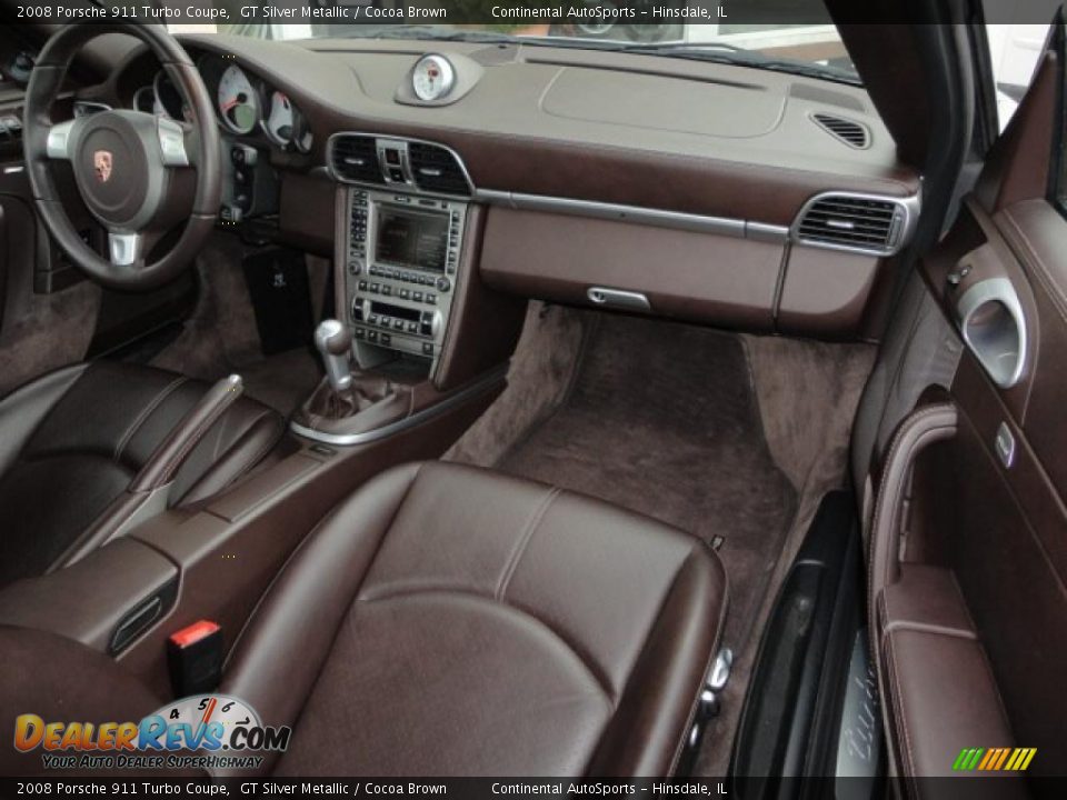 Cocoa Brown Interior - 2008 Porsche 911 Turbo Coupe Photo #30