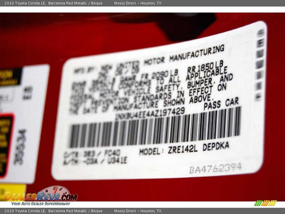 2010 Toyota Corolla LE Barcelona Red Metallic / Bisque Photo #12