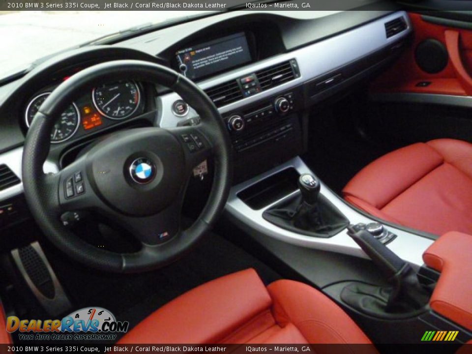 Coral Red/Black Dakota Leather Interior - 2010 BMW 3 Series 335i Coupe Photo #7