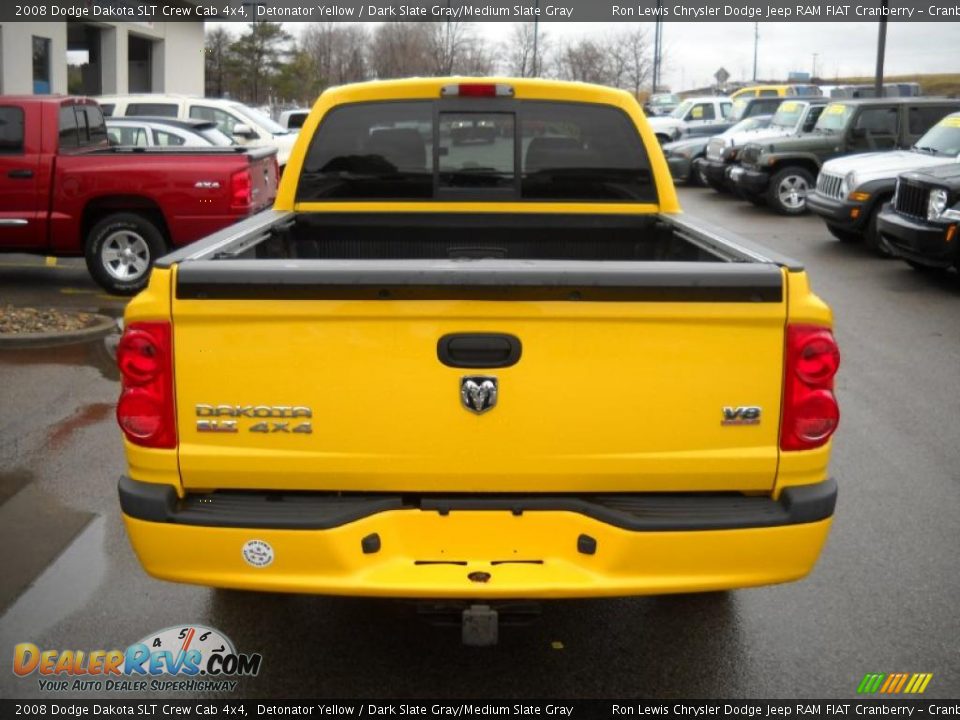 2008 Dodge Dakota SLT Crew Cab 4x4 Detonator Yellow / Dark Slate Gray/Medium Slate Gray Photo #3