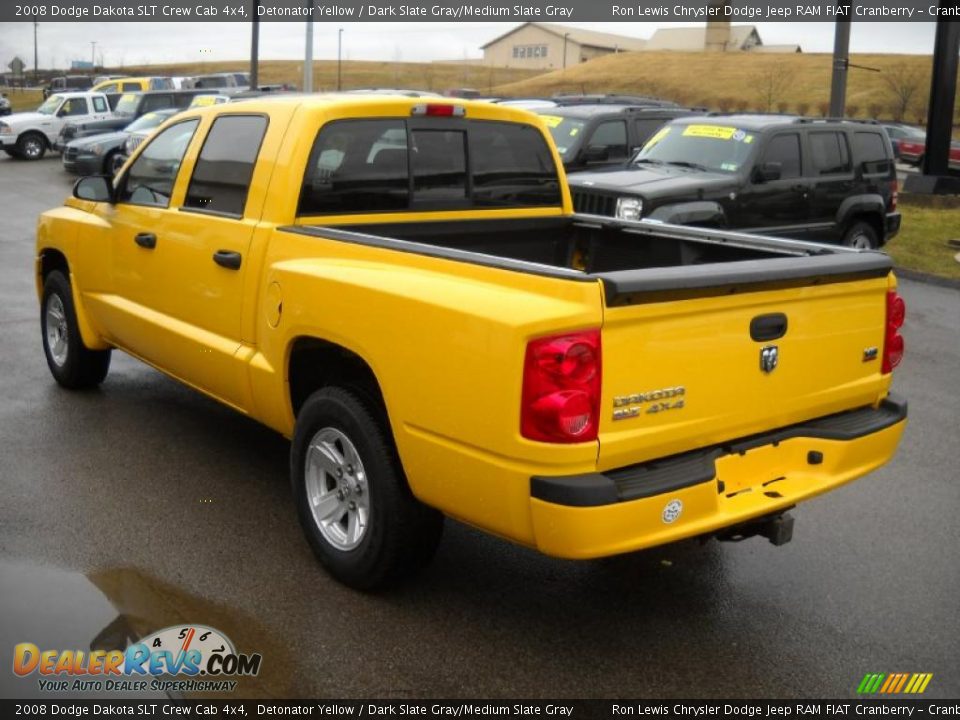 2008 Dodge Dakota SLT Crew Cab 4x4 Detonator Yellow / Dark Slate Gray/Medium Slate Gray Photo #4
