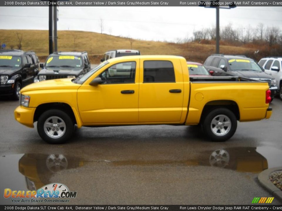 2008 Dodge Dakota SLT Crew Cab 4x4 Detonator Yellow / Dark Slate Gray/Medium Slate Gray Photo #5