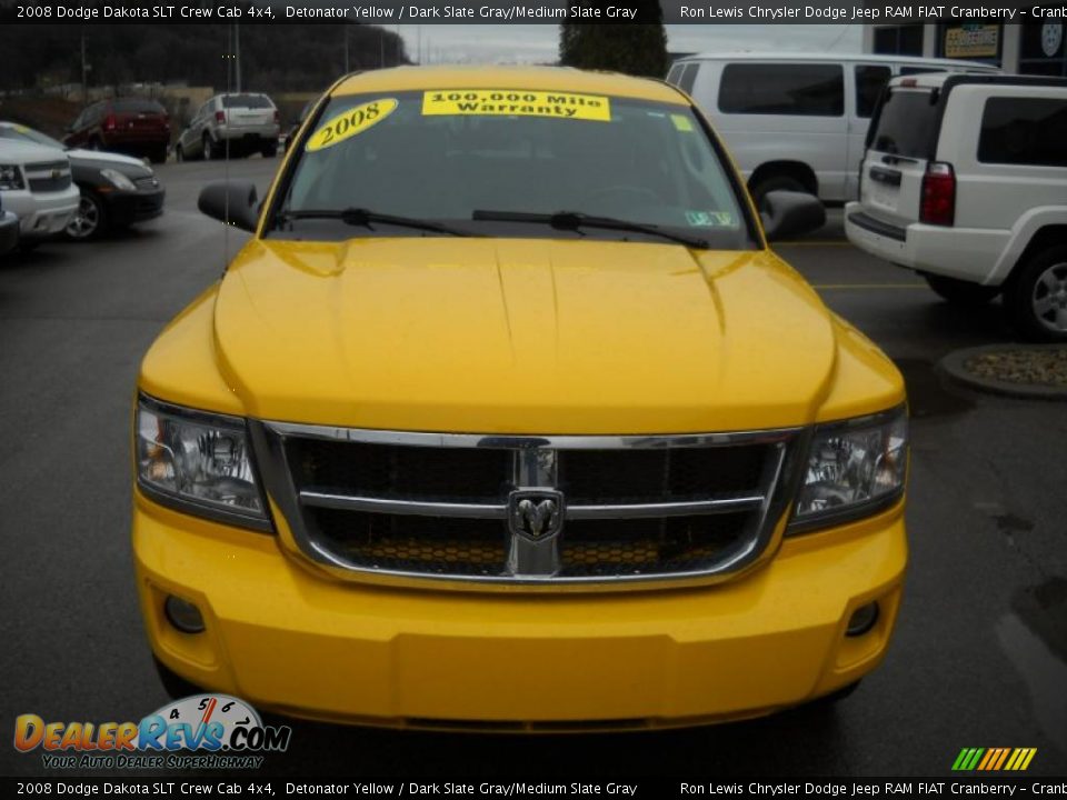 2008 Dodge Dakota SLT Crew Cab 4x4 Detonator Yellow / Dark Slate Gray/Medium Slate Gray Photo #19