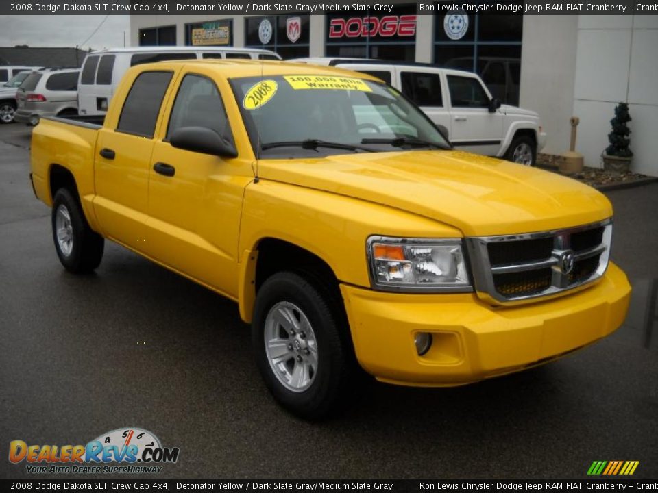 2008 Dodge Dakota SLT Crew Cab 4x4 Detonator Yellow / Dark Slate Gray/Medium Slate Gray Photo #20