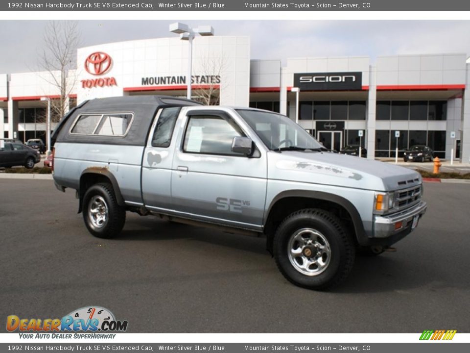 1992 Nissan Hardbody Truck SE V6 Extended Cab Winter Silver Blue / Blue Photo #1