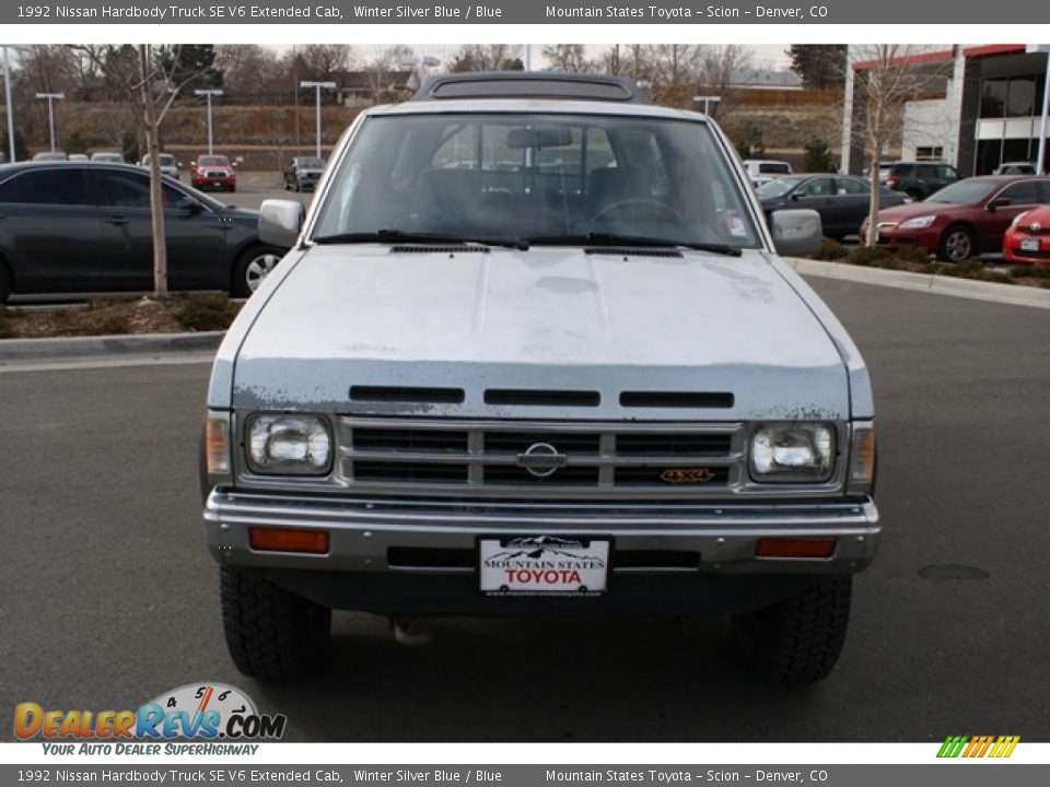 1992 Nissan Hardbody Truck SE V6 Extended Cab Winter Silver Blue / Blue Photo #6