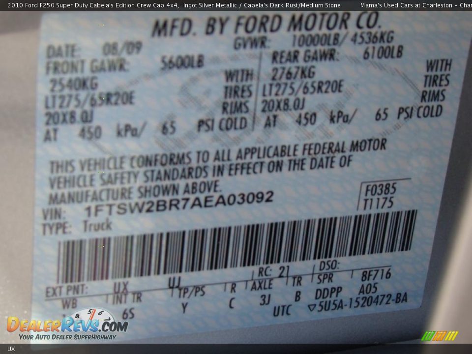 Ford Color Code UX Ingot Silver Metallic