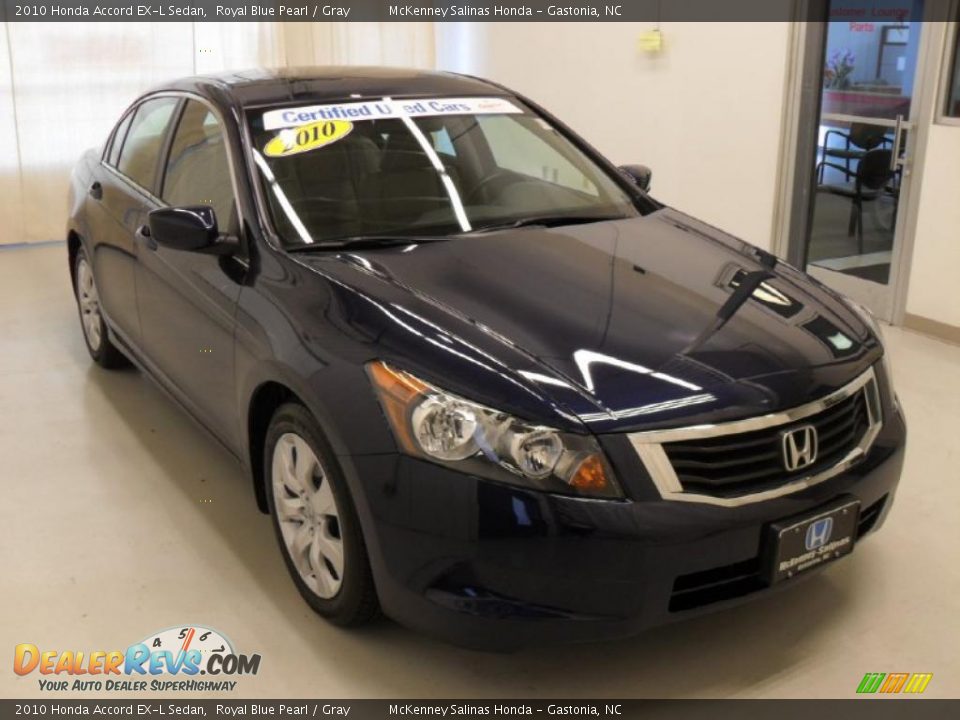 2010 Honda Accord EX-L Sedan Royal Blue Pearl / Gray Photo #5