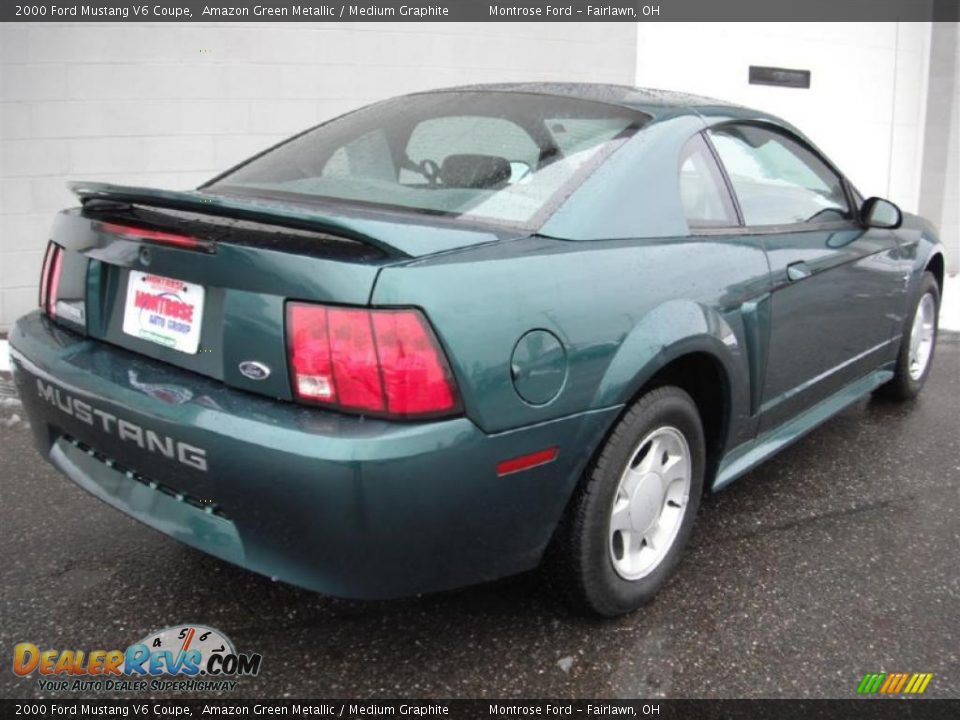 2000 Ford Mustang V6 Coupe Amazon Green Metallic / Medium Graphite Photo #5