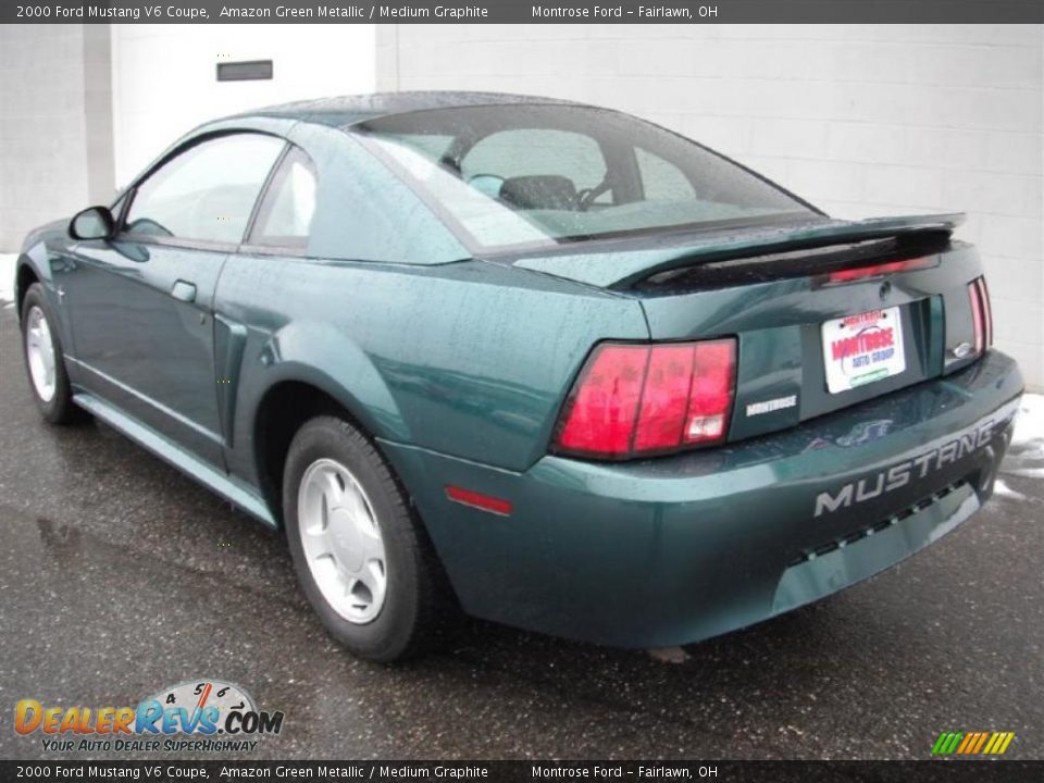 2000 Ford Mustang V6 Coupe Amazon Green Metallic / Medium Graphite Photo #6