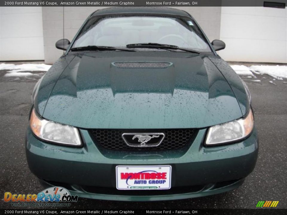 2000 Ford Mustang V6 Coupe Amazon Green Metallic / Medium Graphite Photo #7