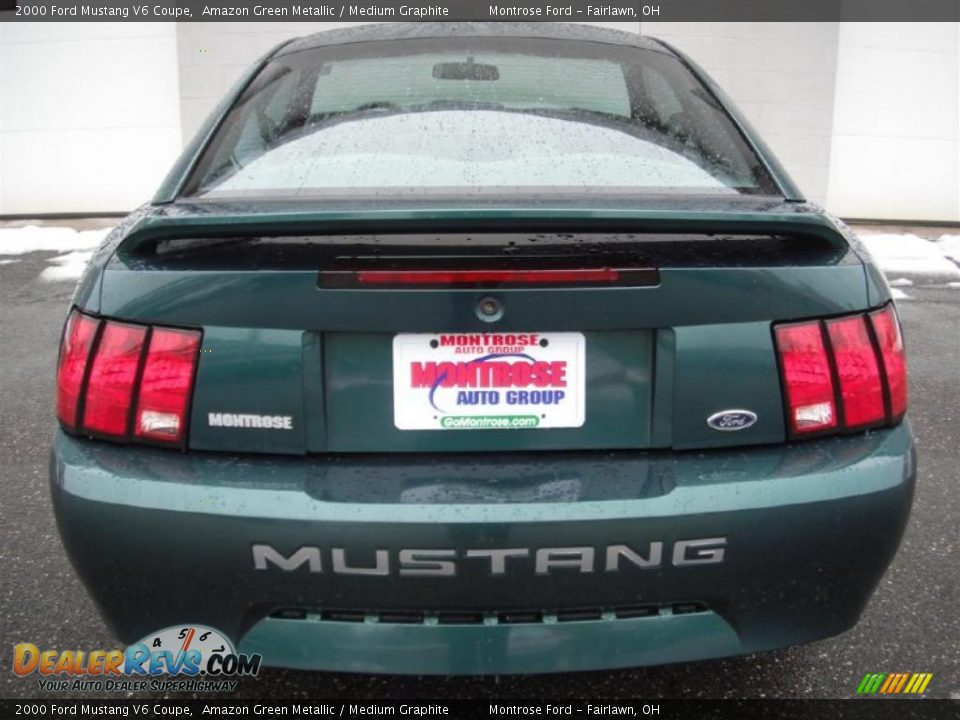 2000 Ford Mustang V6 Coupe Amazon Green Metallic / Medium Graphite Photo #8