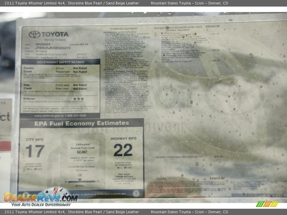 2011 Toyota 4Runner Limited 4x4 Shoreline Blue Pearl / Sand Beige Leather Photo #12