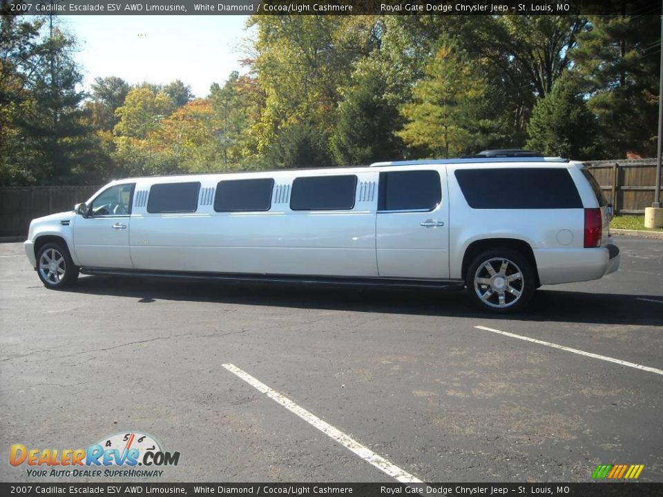 2007 Cadillac Escalade ESV AWD Limousine White Diamond / Cocoa/Light Cashmere Photo #6