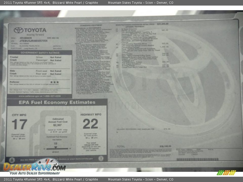 2011 Toyota 4Runner SR5 4x4 Blizzard White Pearl / Graphite Photo #12