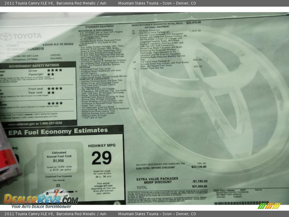 2011 Toyota Camry XLE V6 Barcelona Red Metallic / Ash Photo #13