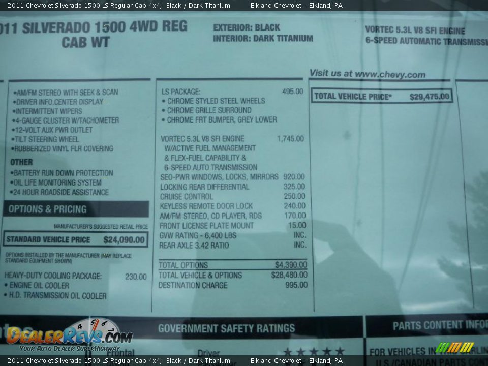 2011 Chevrolet Silverado 1500 LS Regular Cab 4x4 Window Sticker Photo #29