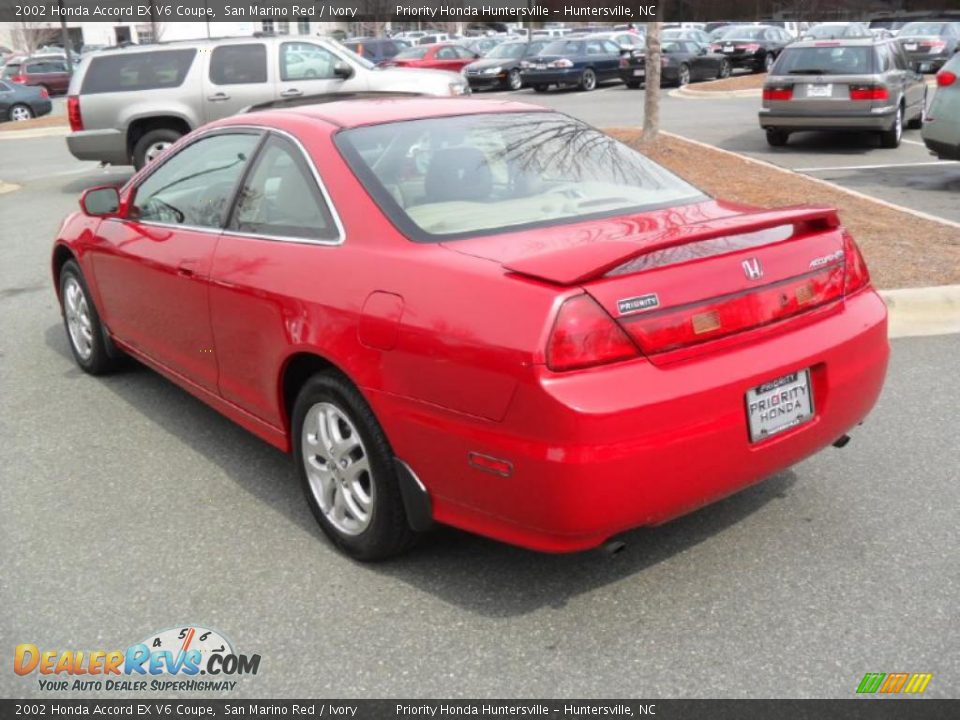 2002 Honda Accord EX V6 Coupe San Marino Red / Ivory Photo #3