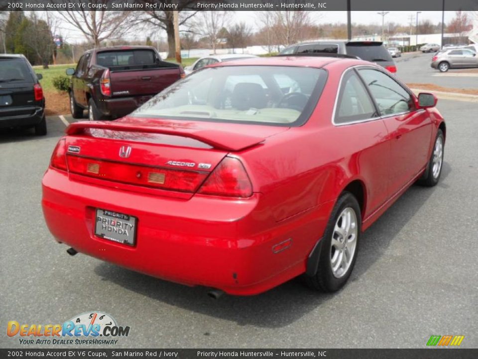 2002 Honda Accord EX V6 Coupe San Marino Red / Ivory Photo #4